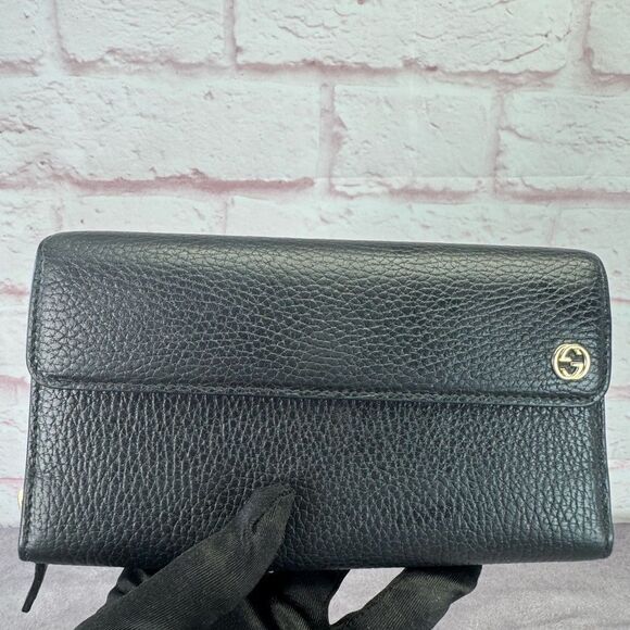Gucci Interlocking G Black Leather Continental Wallet - Picture 1 of 14
